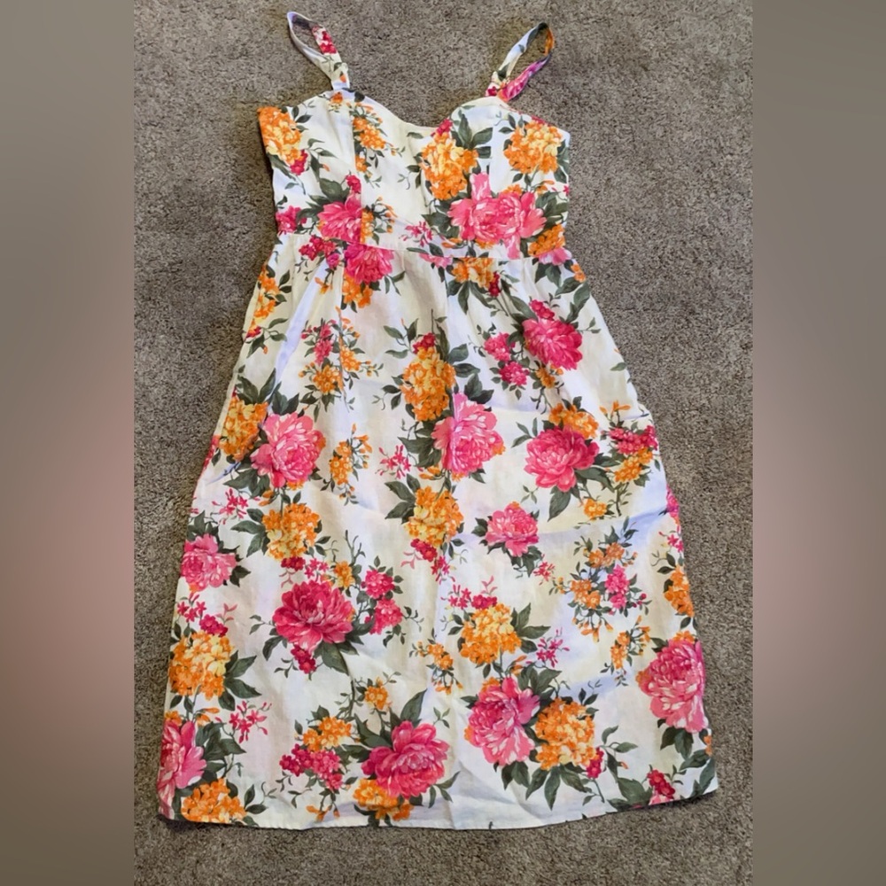 Cynthia Rowley Floral Linen Size 4 Dress EUC